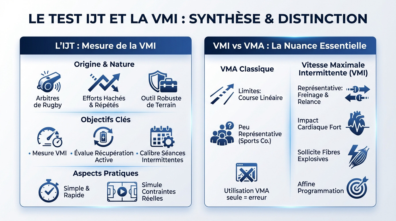 Synthèse des différences entre le test IJT et la mesure de la VMA pour les athlètes