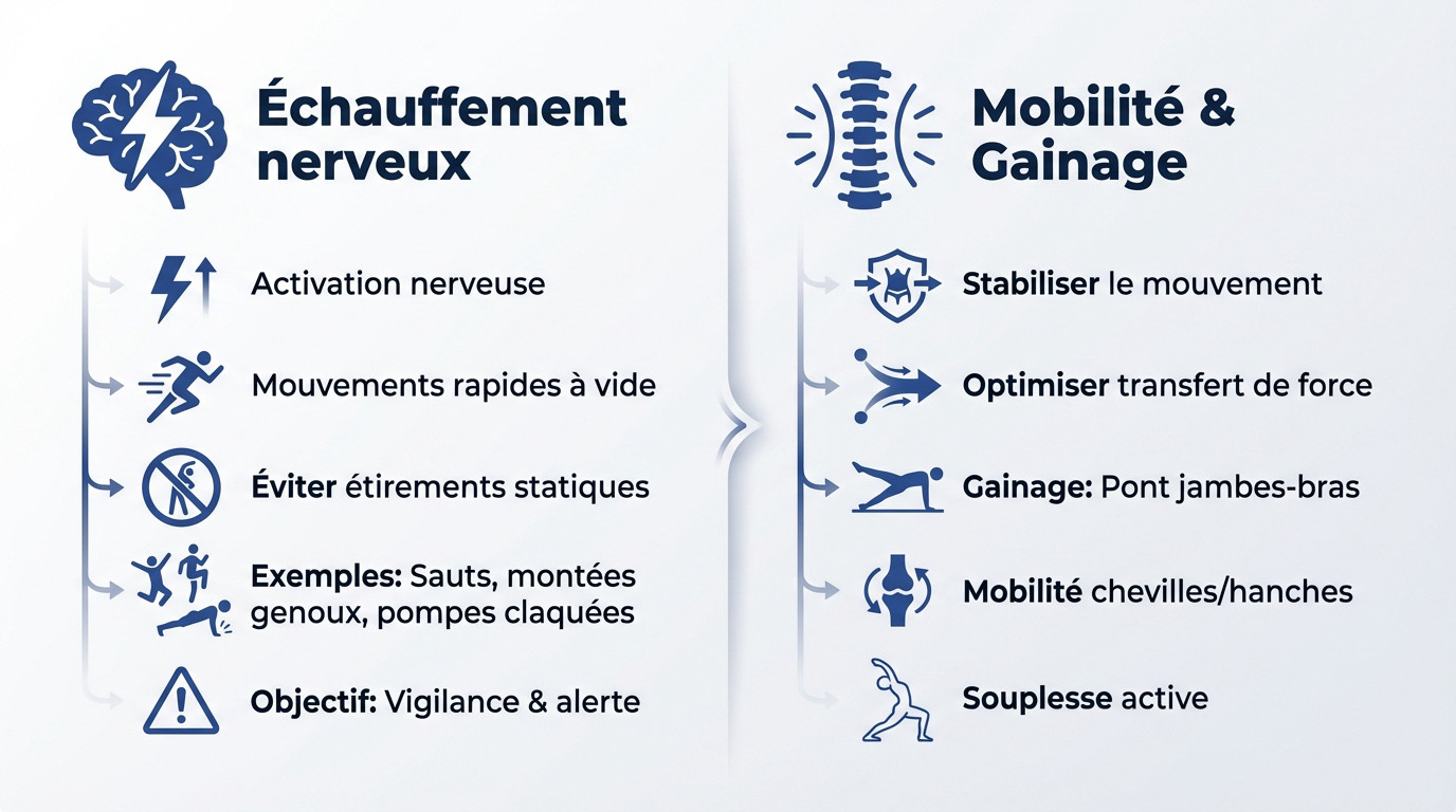 Phases clés échauffement et mobilité pour articulations