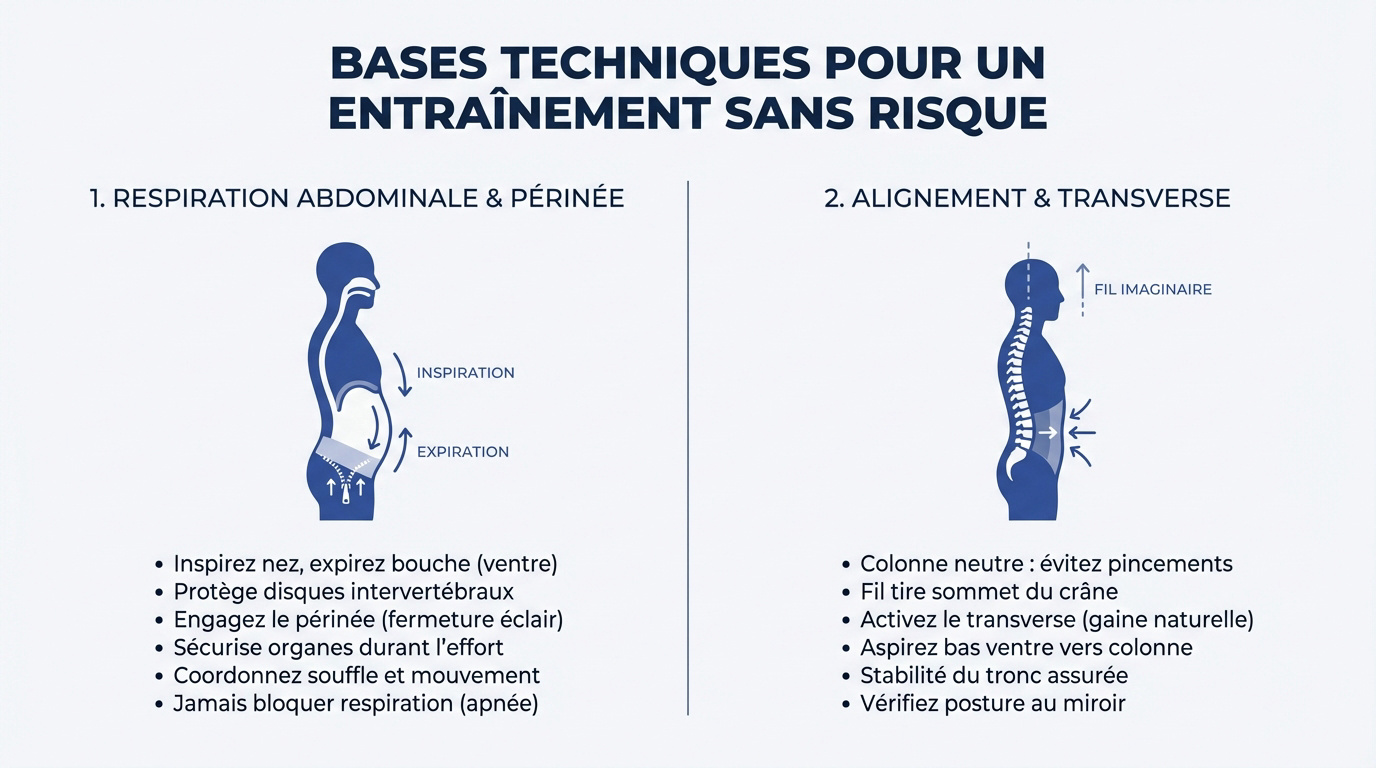 Technique de respiration et alignement du dos avec un Swiss Ball
