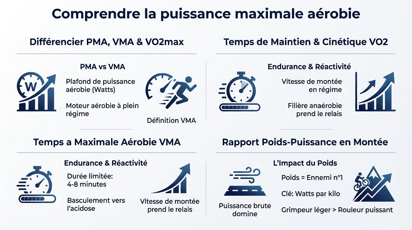 Graphique illustrant la Puissance Maximale Aérobie et la cinétique de VO2 en cyclisme