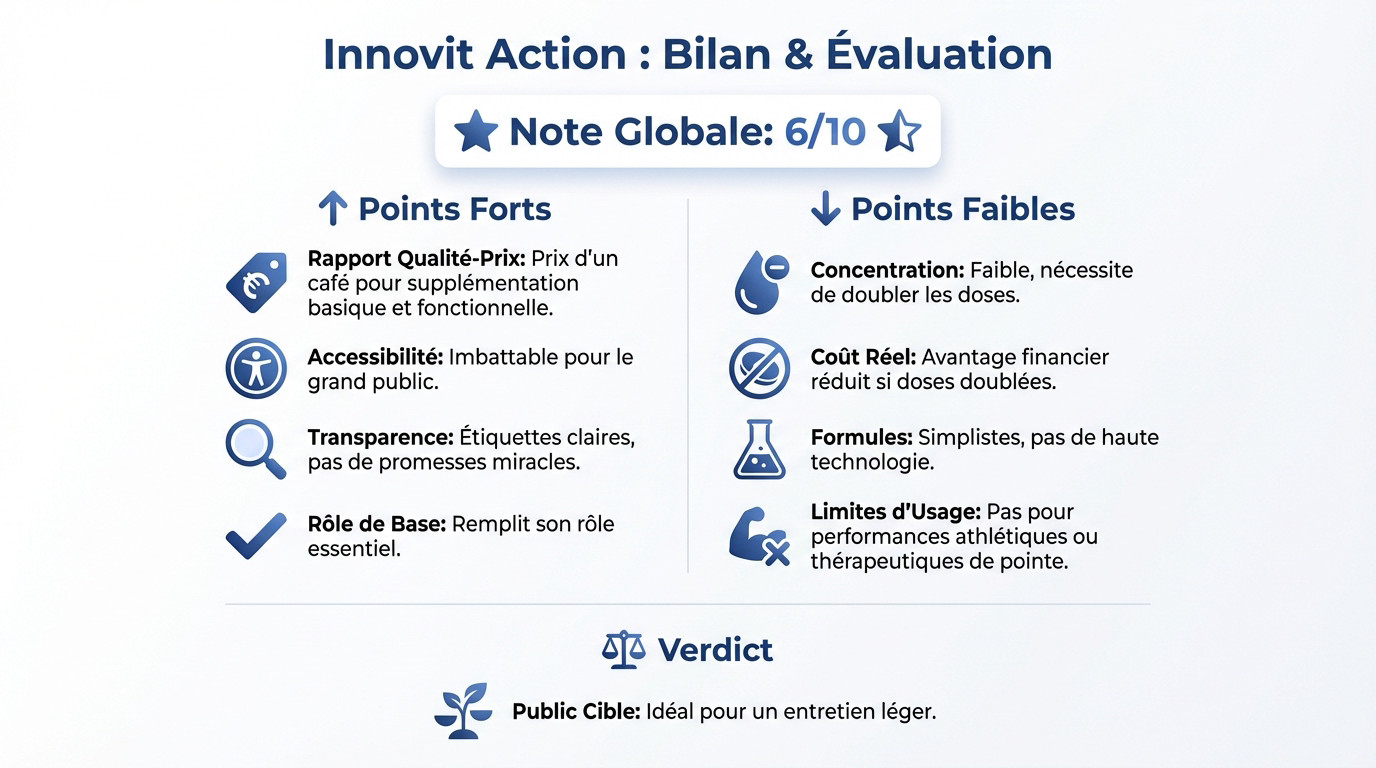 Analyse et avis sur les compléments alimentaires Innovit Action