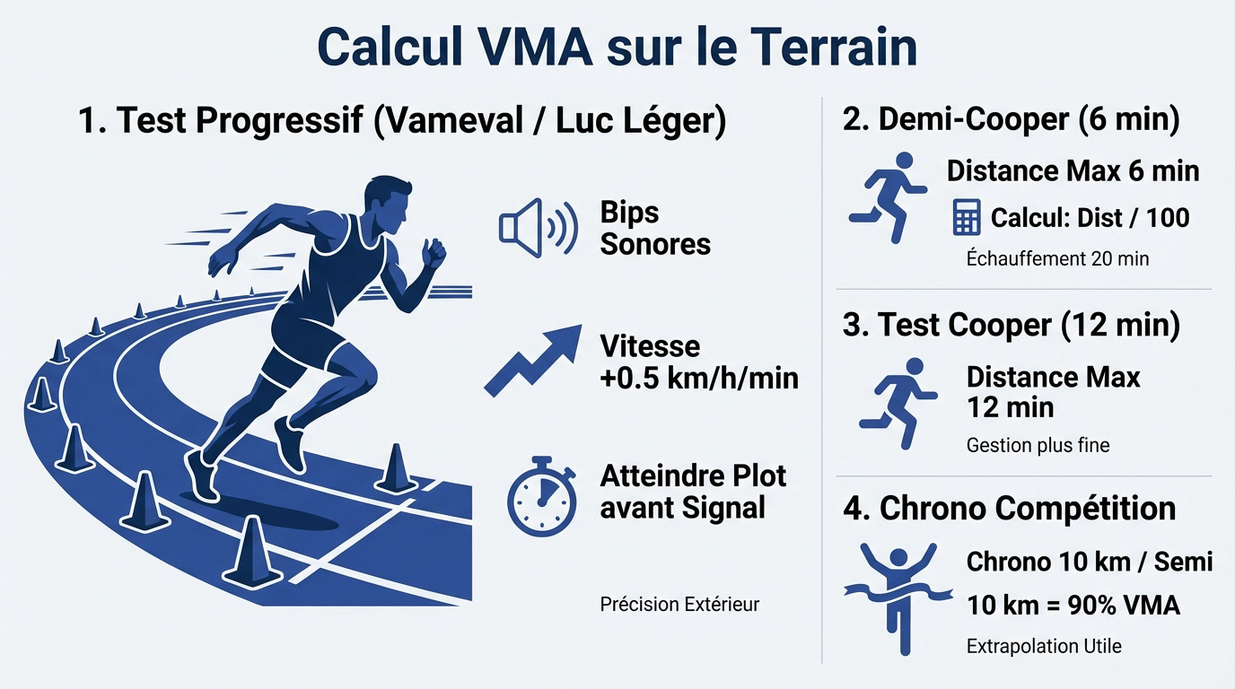 Coureur effectuant un test de VMA sur une piste d'athlétisme avec des plots