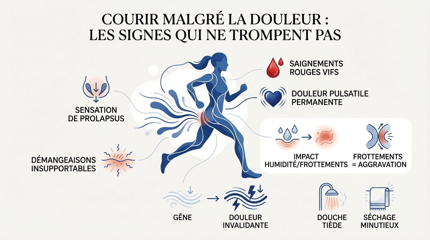 Coureur de fond s'arrêtant pour évaluer une douleur physique lors d'un entraînement
