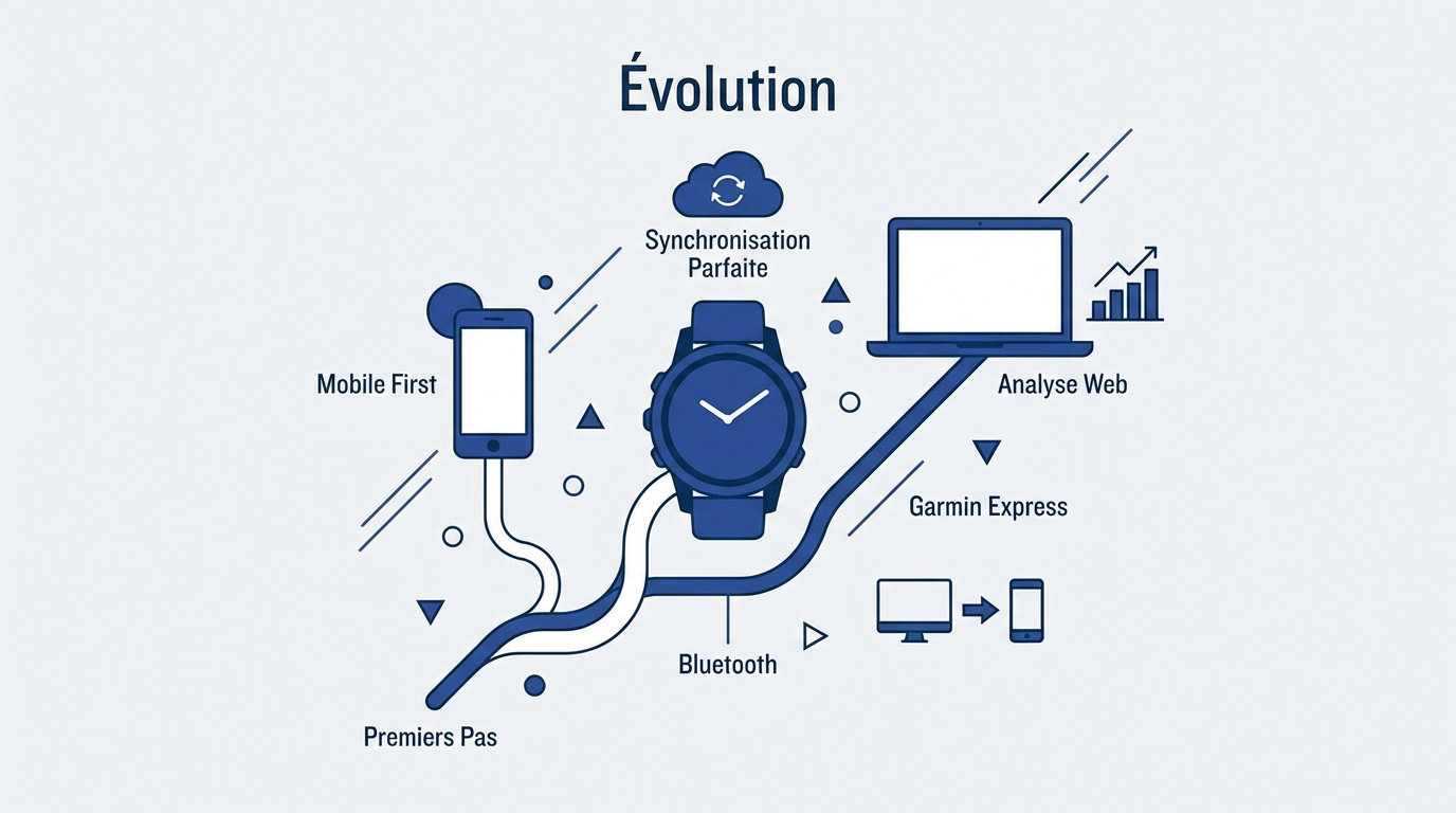 Évolution de l'interface Garmin Connect entre version web et application mobile