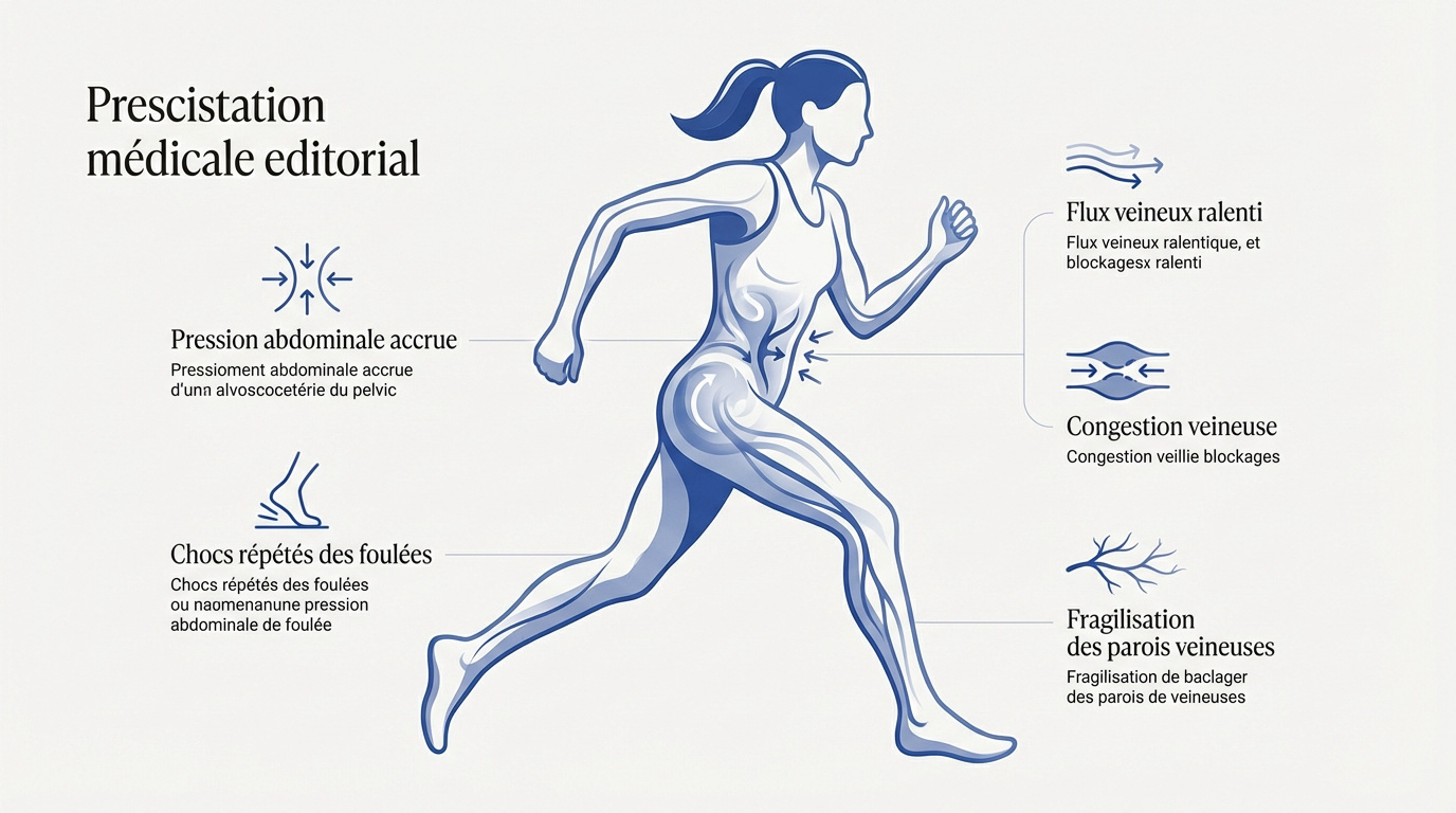 Illustration médicale montrant l'impact de l'effort physique sur la circulation sanguine veineuse