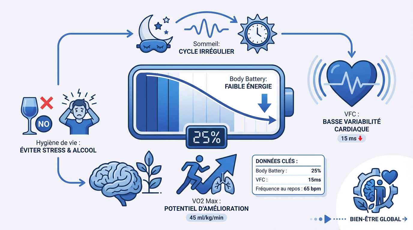Analyse des données de santé et de récupération sur l'application Garmin Connect