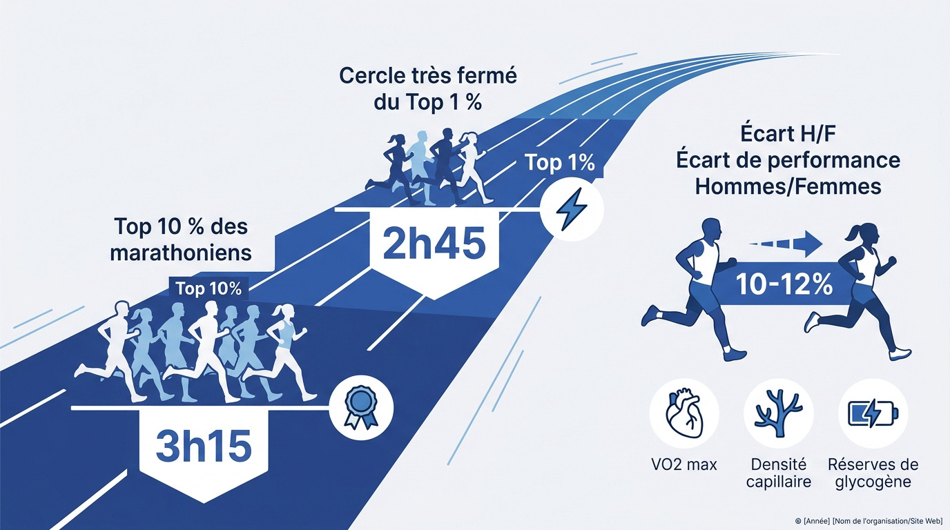 Graphique des performances et seuils chronométriques au marathon